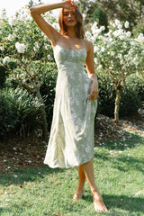 Linka Cami Strap Midi Dress Floral Print Avocado