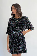 Miramar Backless Sequin Dress Black Multi