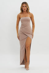 Evette Strapless Split Maxi Dress Tawny