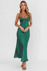 Inhibitions Lace Bust Midi Dress Forest Green