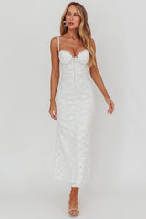 Passione Tied Bust Lace Maxi Dress White