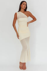 Verity One-Shoulder Sheer Maxi Dress Butter