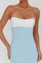 Regent Strapless Maxi Dress Contrast Blue