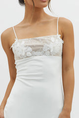 Misha Embellished Bust Midi Dress White