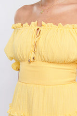 Everley Puff Sleeve Mini Dress Lemon