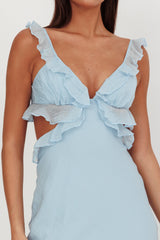 Second Chances Ruffle Trim Maxi Dress Blue