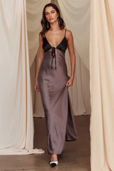 Bayleigh Low Bow Tie Back Dress Charcoal