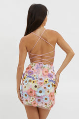 Butterfly Feelings Embellished Mini Dress Blue