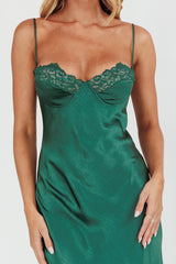 Inhibitions Lace Bust Midi Dress Forest Green