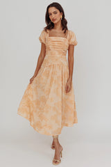 Telma Puff Sleeves Midi Dress Blush