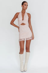 Girl Talk Diamante Heart Mini Dress Blush