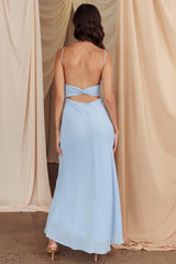 Nerida Twist Back Maxi Dress Steel Blue