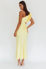 Deanna One-Shoulder Split Maxi Dress Yellow