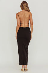 Yindi Backless Boat Neck Maxi Dress Black