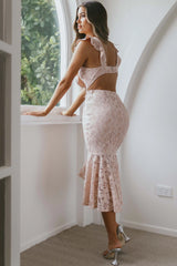 Jackie Pinafore Floral Lace Dress Pink