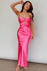 Good Impression Double Twist Midi Dress Hot Pink