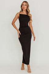 Yindi Backless Boat Neck Maxi Dress Black