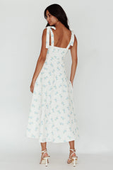 Mathilda Tied Shoulder Midi Dress Blue Floral