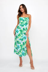 Galilea Tied Back Midi Dress Floral Green