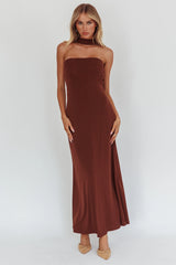 Damsel Reverse Halter Maxi Dress Chocolate