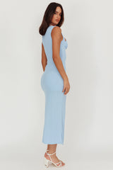 Daleela Asymmetric Neckline Maxi Dress Blue