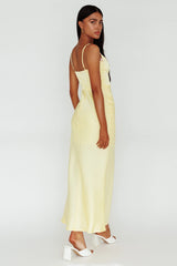 Honeysuckle Floral Neckline Midi Dress Lemon