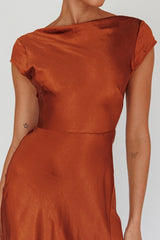 Lucinda Twist Back Midi Dress Brown