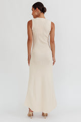 Braylee Sleeveless Ribbed Knit Maxi Dress Cream