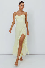 Jayna Ruffle Trim Split Dress Yellow