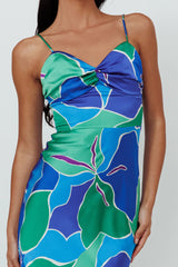 Hula Sweetheart Midi Dress Floral Blue