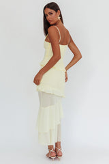 Marlie Frill Trim Rosette Maxi Dress Butter