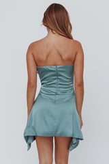 Toni Strapless Ruched Mini Dress Teal